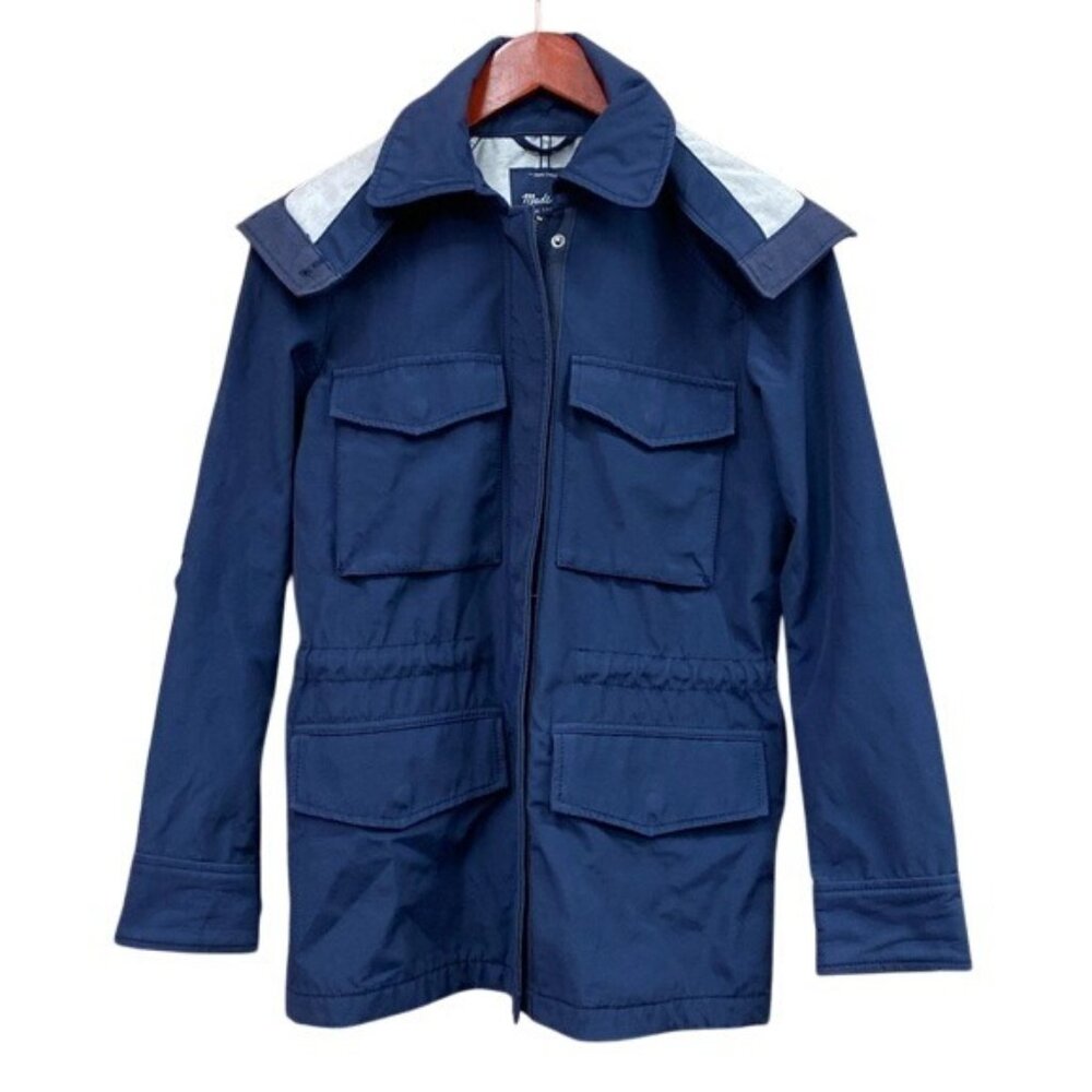 Madewell Fieldwalk Hooded Jacket Utility Field Chore Coat Navy Blue Military XS